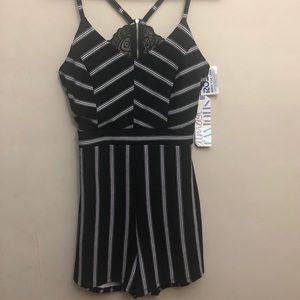 Black and white striped romper